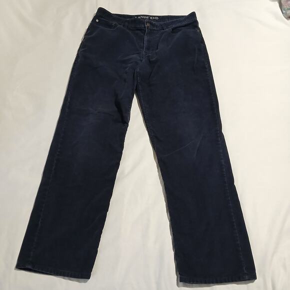 Lands' End Men's 35x31 Traditional Fit Navy Blue Corduroy Pants Cotton/Poly Blnd - Picture 4 of 11